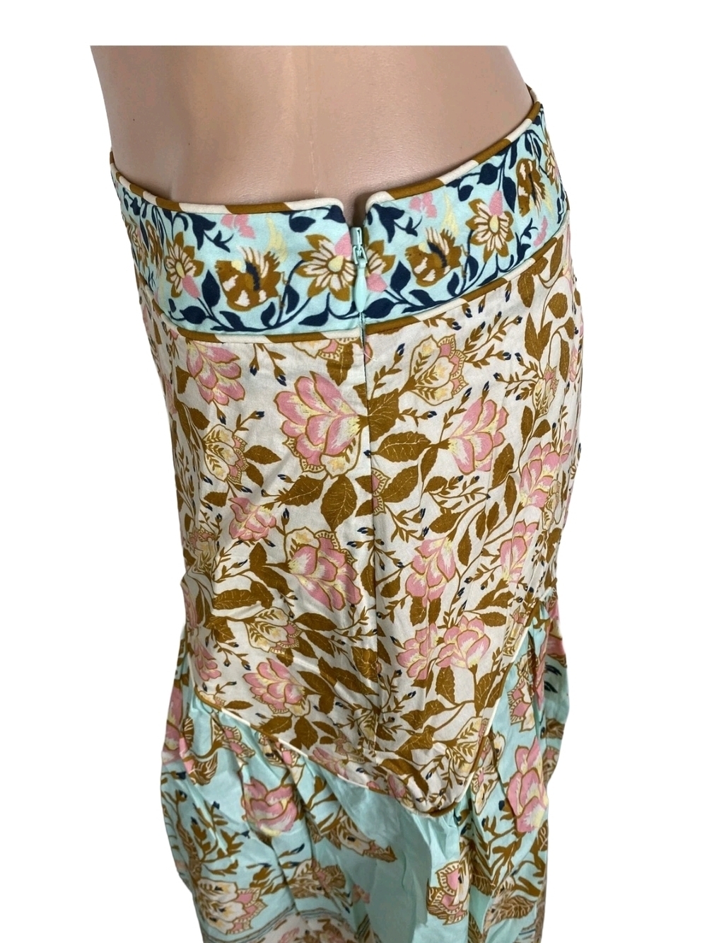 Farm Rio x Anthropologie Womens Drop Waist Floral Midi Skirt Size M Pastel Multi - Picture 2 of 6